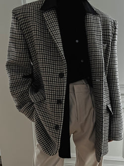 OVERSIZED HOUNDSTOOTH WOOL BLAZER