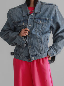 OVERSIZED PADDED SHOULDER DENIM JACKET