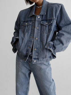 OVERSIZED PADDED SHOULDER DENIM JACKET