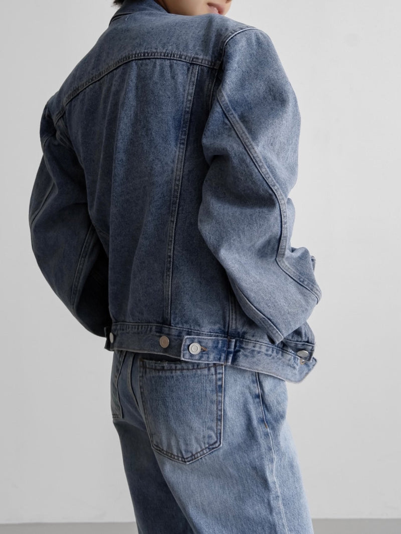 OVERSIZED PADDED SHOULDER DENIM JACKET