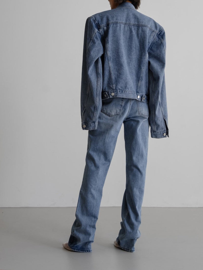 OVERSIZED PADDED SHOULDER DENIM JACKET