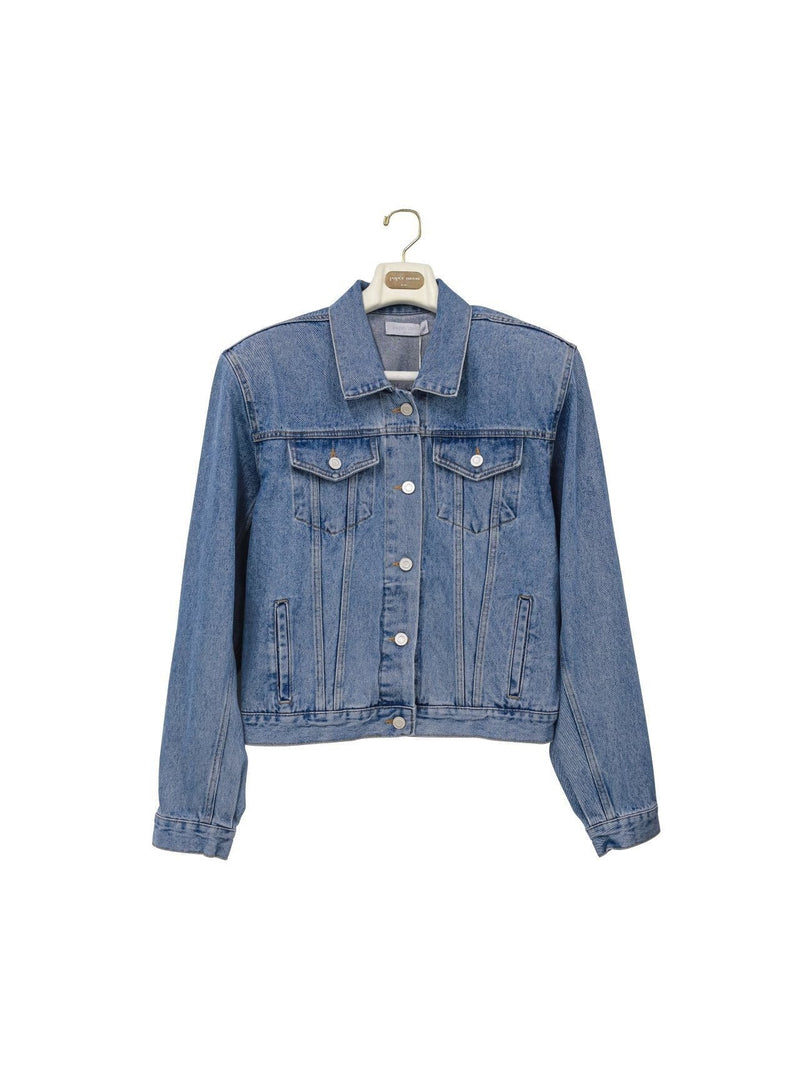 OVERSIZED PADDED SHOULDER DENIM JACKET