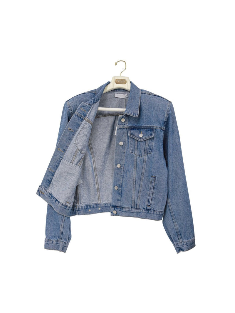 OVERSIZED PADDED SHOULDER DENIM JACKET