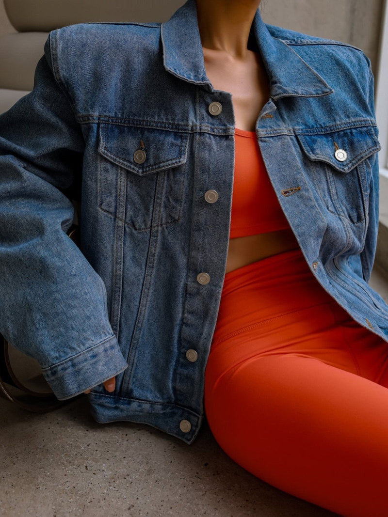 OVERSIZED PADDED SHOULDER DENIM JACKET