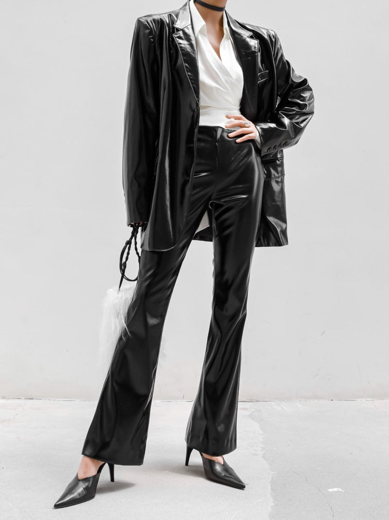 OVERSIZED PATENT LEATHER BLAZER