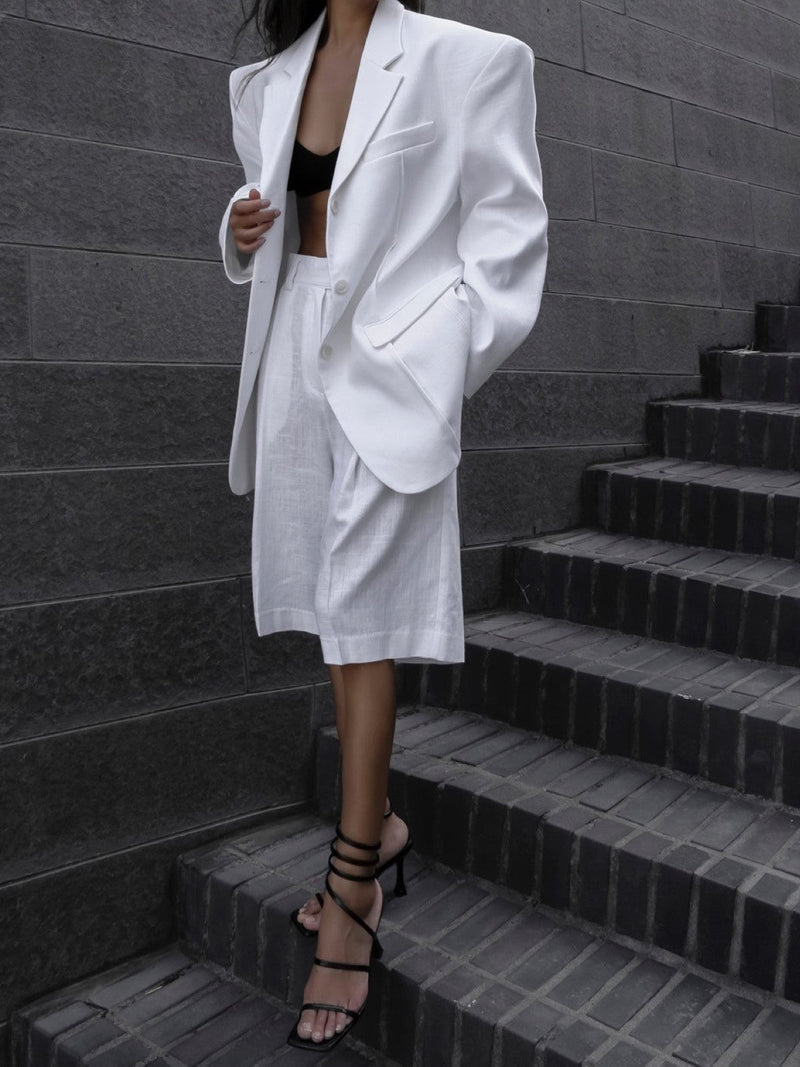 OVERSIZED PIN-TUCK LINEN BLAZER