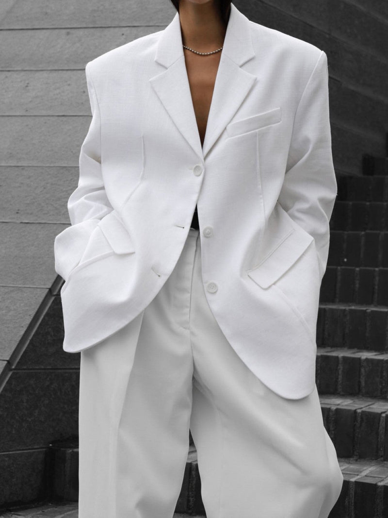 OVERSIZED PIN-TUCK LINEN BLAZER