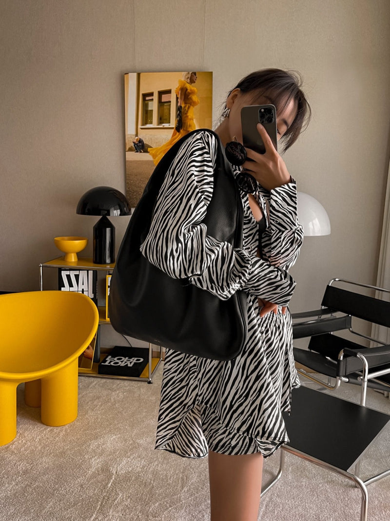 OVERSIZED SATIN ZEBRA SHIRT