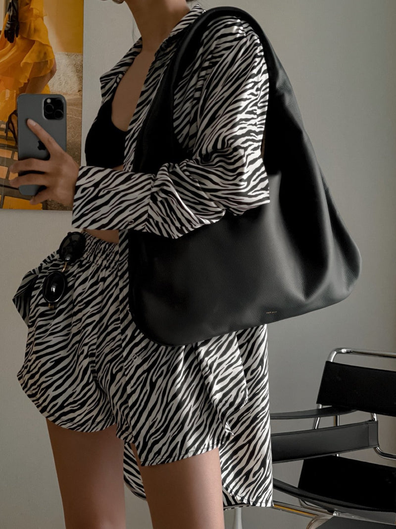 OVERSIZED SATIN ZEBRA SHIRT