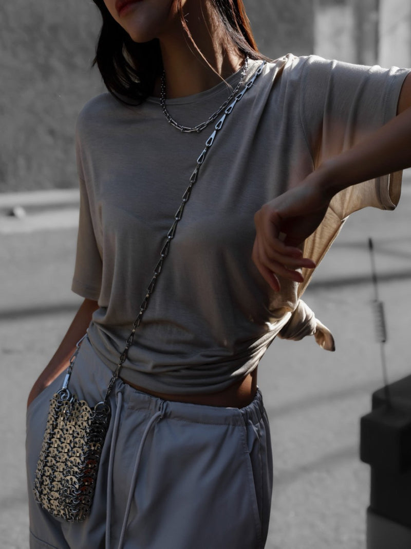OVERSIZED SHEER HALF SLEEVE T-SHIRT