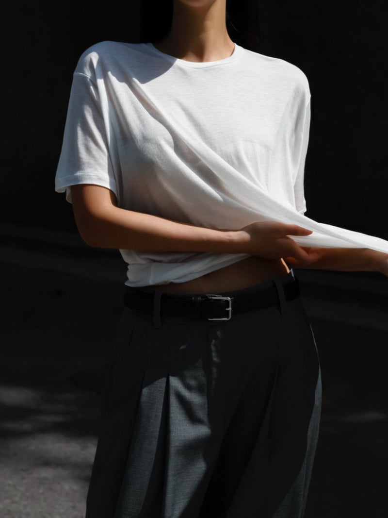 OVERSIZED SHEER HALF SLEEVE T-SHIRT