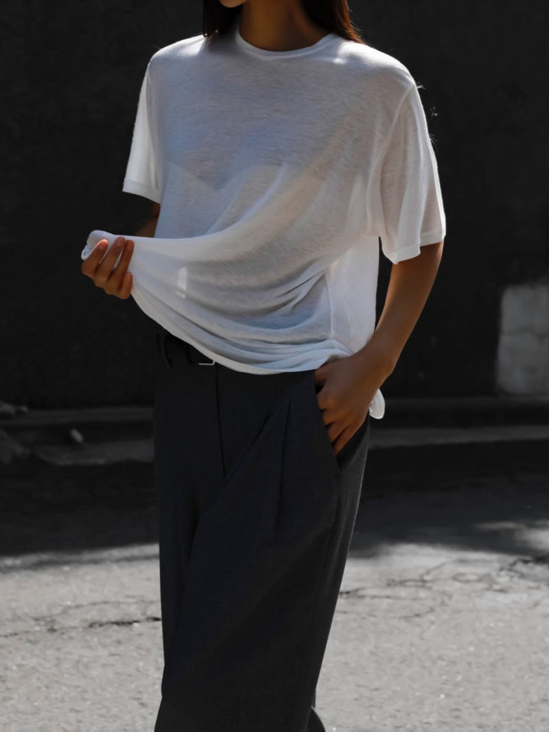 OVERSIZED SHEER HALF SLEEVE T-SHIRT