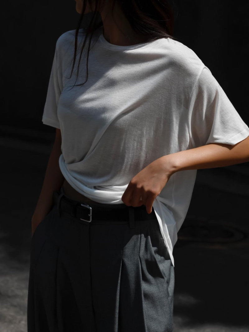 OVERSIZED SHEER HALF SLEEVE T-SHIRT
