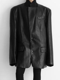 OVERSIZED SINGLE BREASTED VEGAN LEATHER BLAZER