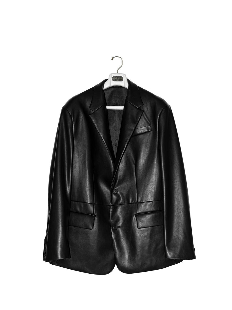 OVERSIZED SINGLE BREASTED VEGAN LEATHER BLAZER