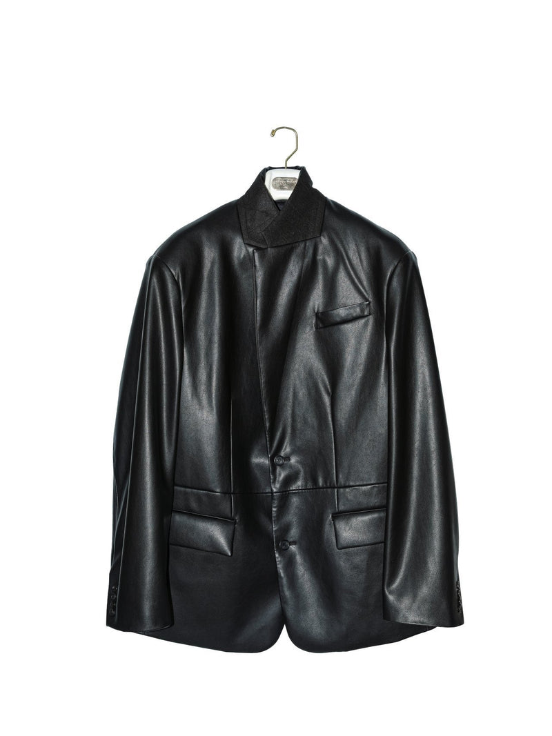 OVERSIZED SINGLE BREASTED VEGAN LEATHER BLAZER