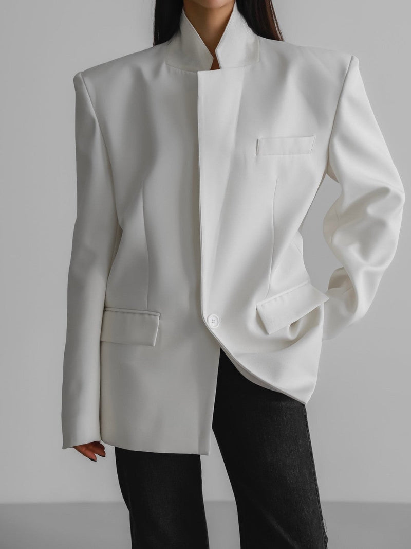 OVERSIZED SQUARE SHOULDER TWILL BLAZER