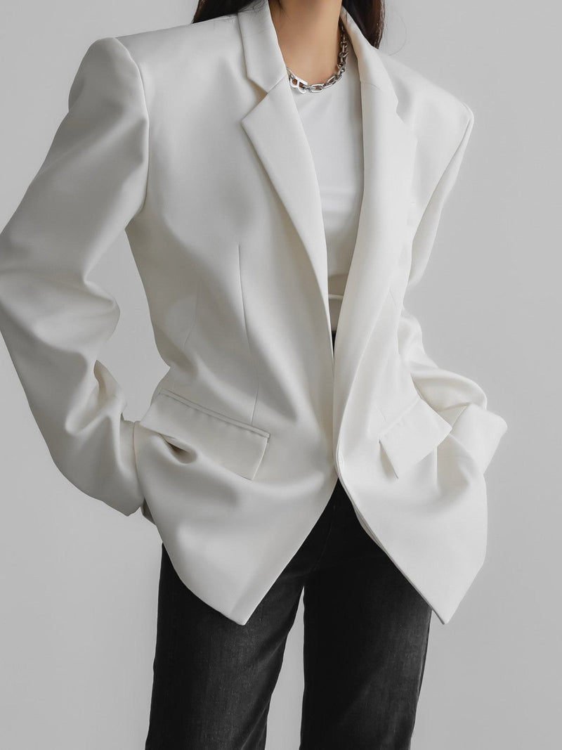 OVERSIZED SQUARE SHOULDER TWILL BLAZER