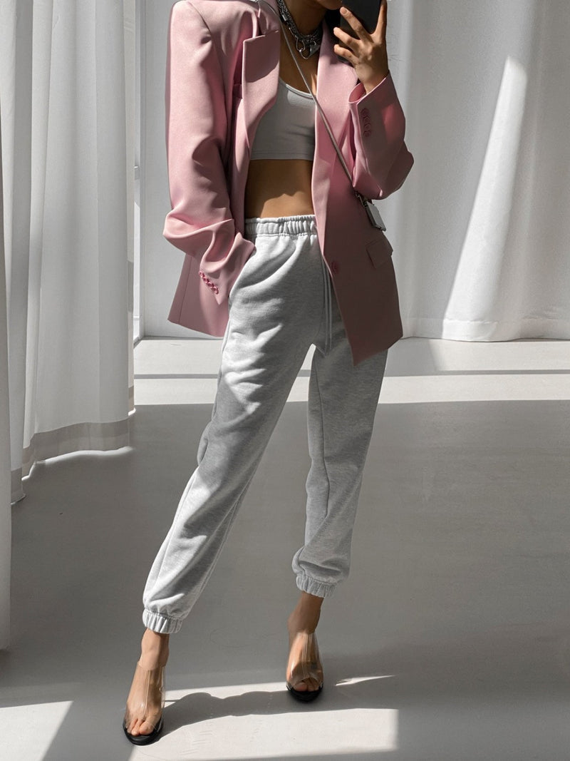 OVERSIZED SQUARE SHOULDER TWILL BLAZER