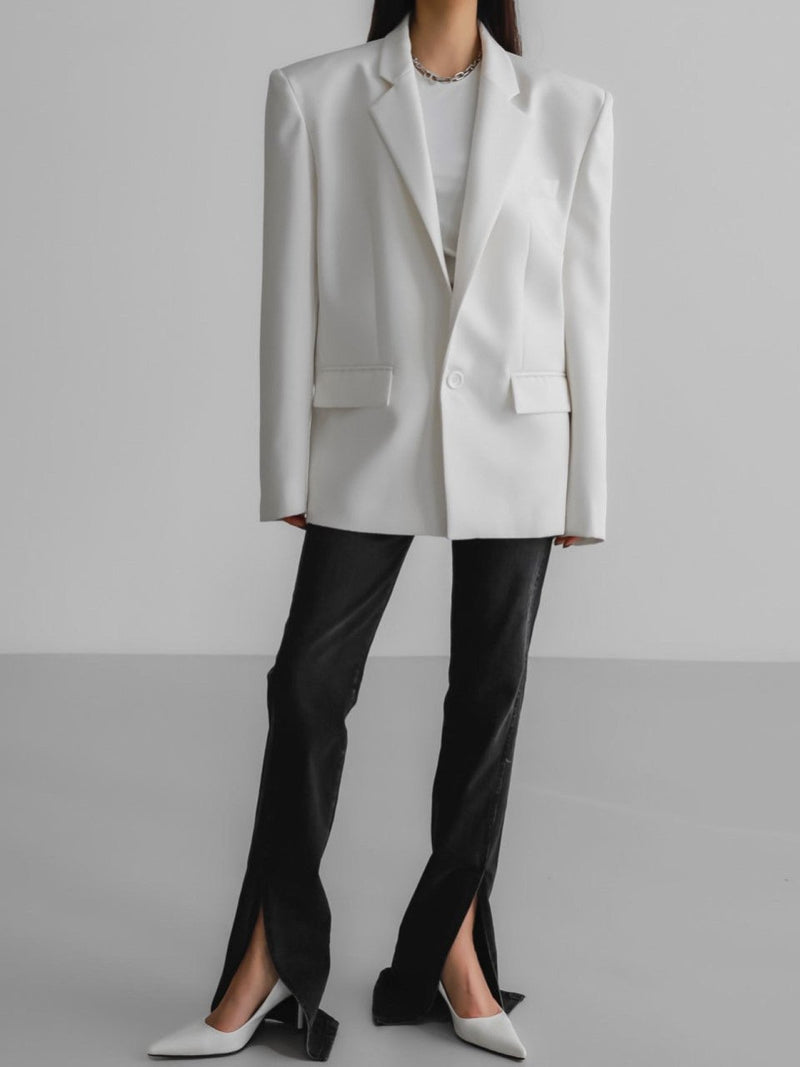 OVERSIZED SQUARE SHOULDER TWILL BLAZER