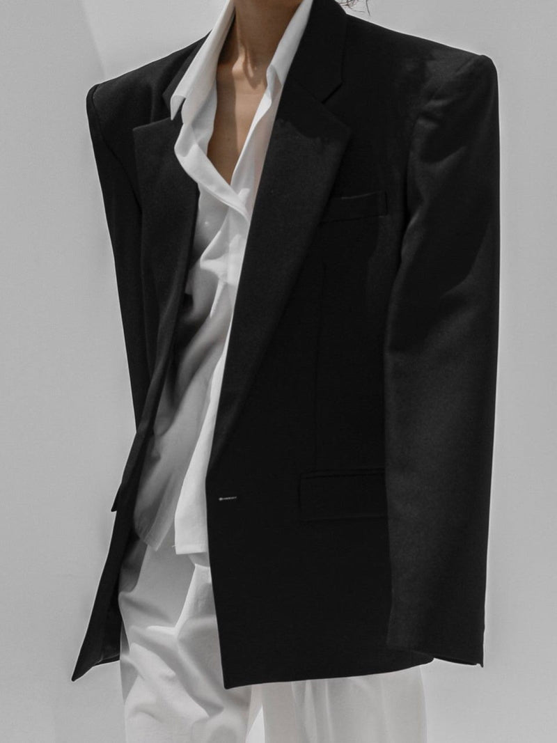 OVERSIZED SQUARE SHOULDER TWILL BLAZER