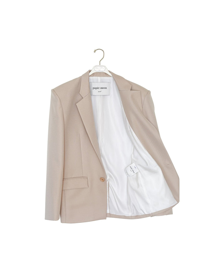 OVERSIZED SQUARE SHOULDER TWILL BLAZER