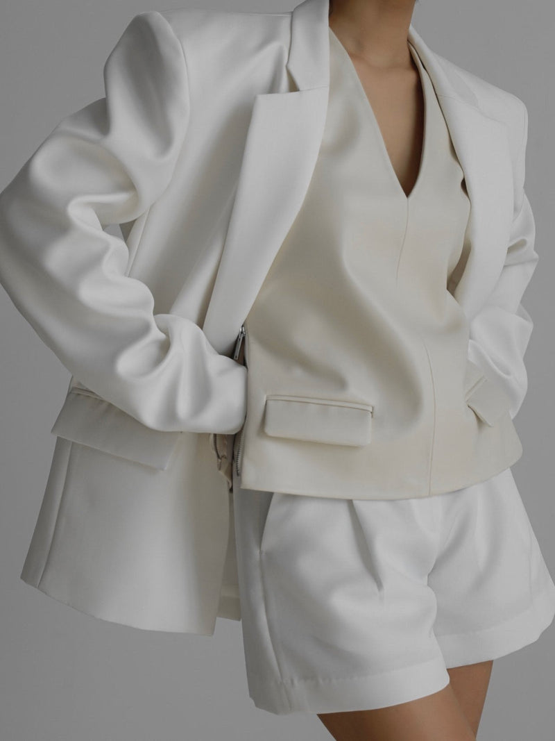 OVERSIZED SQUARE SHOULDER TWILL BLAZER