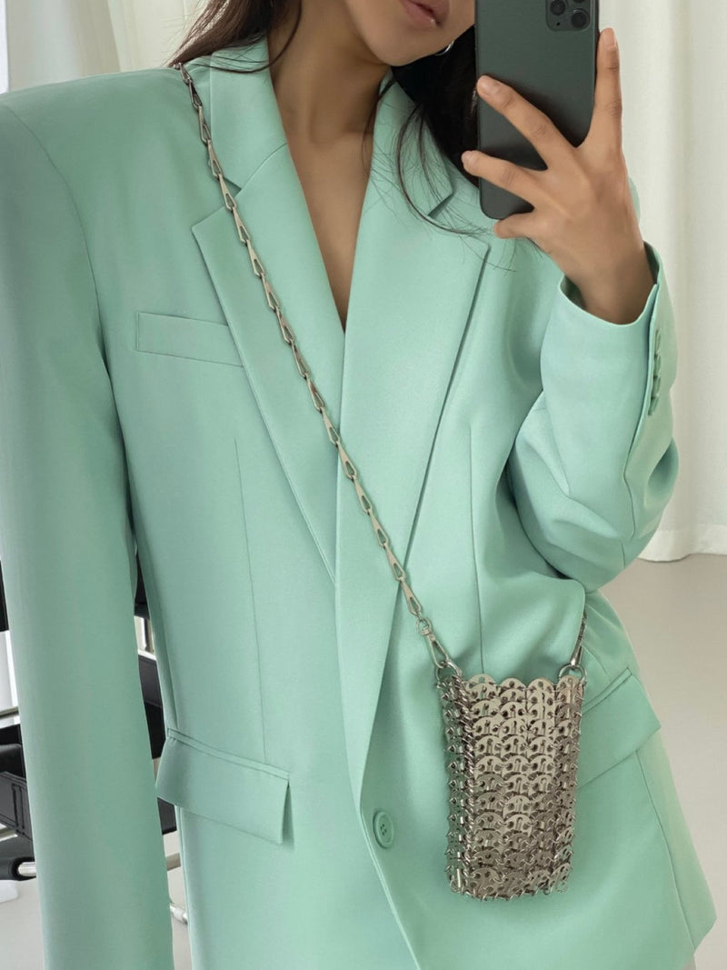 OVERSIZED SQUARE SHOULDER TWILL BLAZER