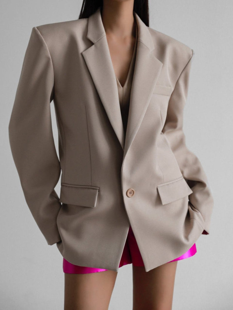 OVERSIZED SQUARE SHOULDER TWILL BLAZER