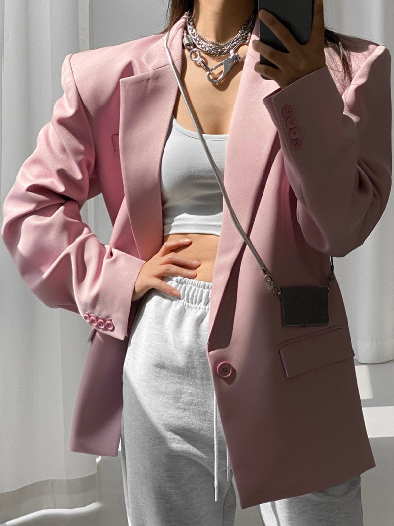 OVERSIZED SQUARE SHOULDER TWILL BLAZER