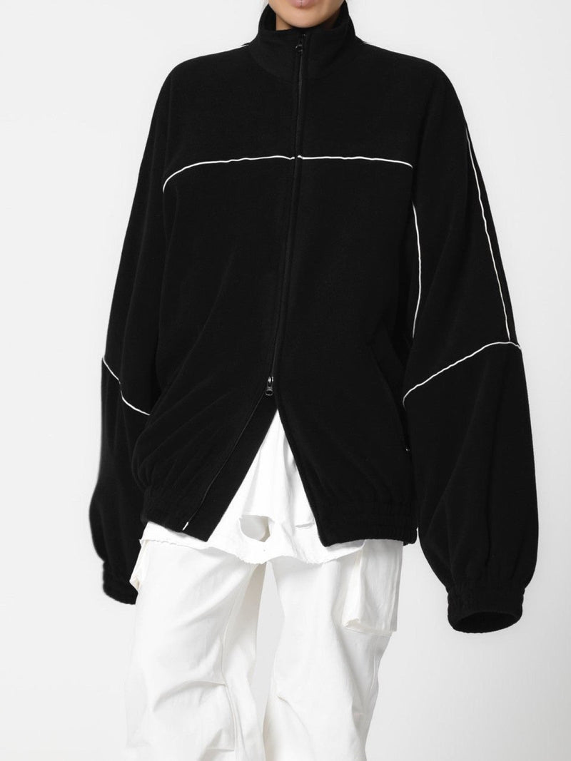 OVERSIZED TRIMMED DETAIL FLEECE JACKET