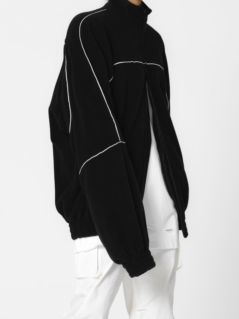 OVERSIZED TRIMMED DETAIL FLEECE JACKET