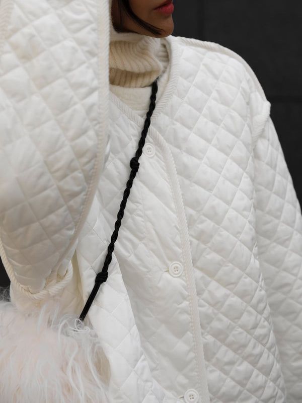 OVERSIZED TRIMMED DETAIL QUILTED JACKET