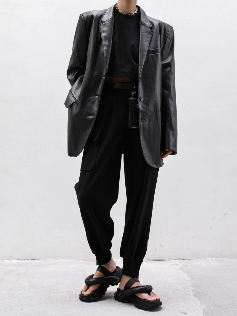 OVERSIZED VEGAN LEATHER BLAZER