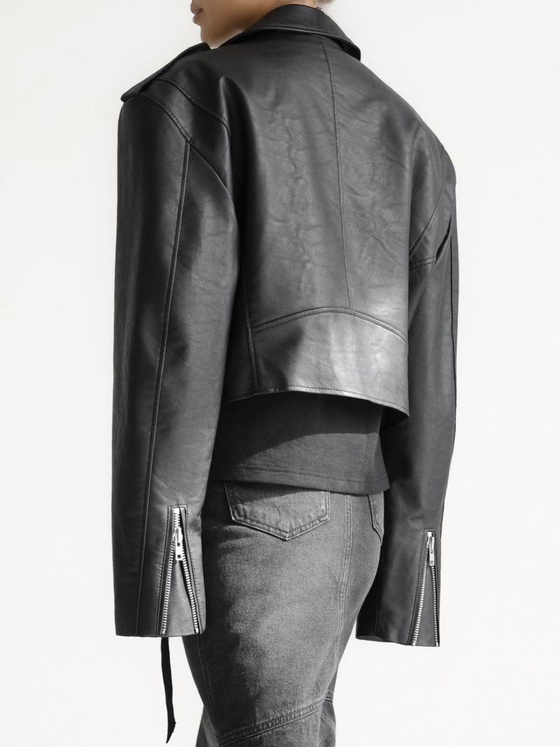 CROPPED LEATHER BIKER JACKET – MINUSEY