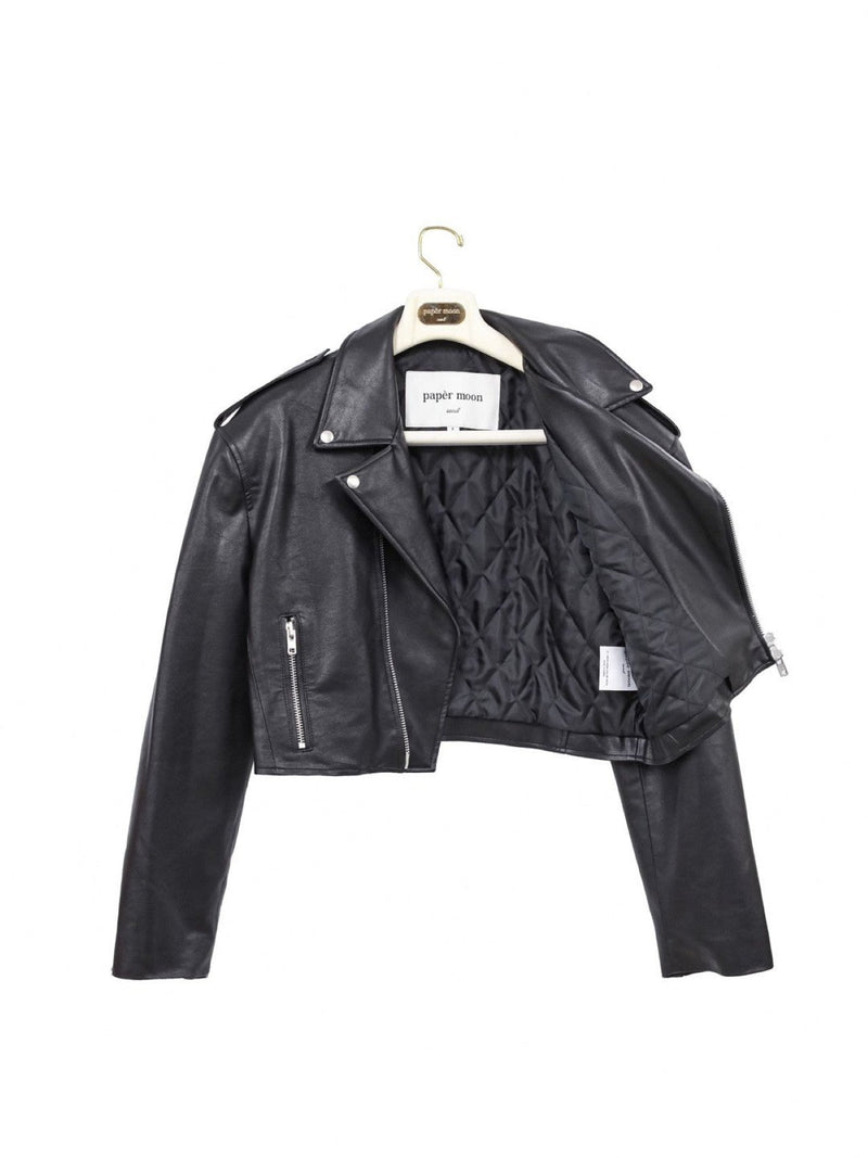 OVERSIZED VEGAN LEATHER CROPPED BIKER JACKET