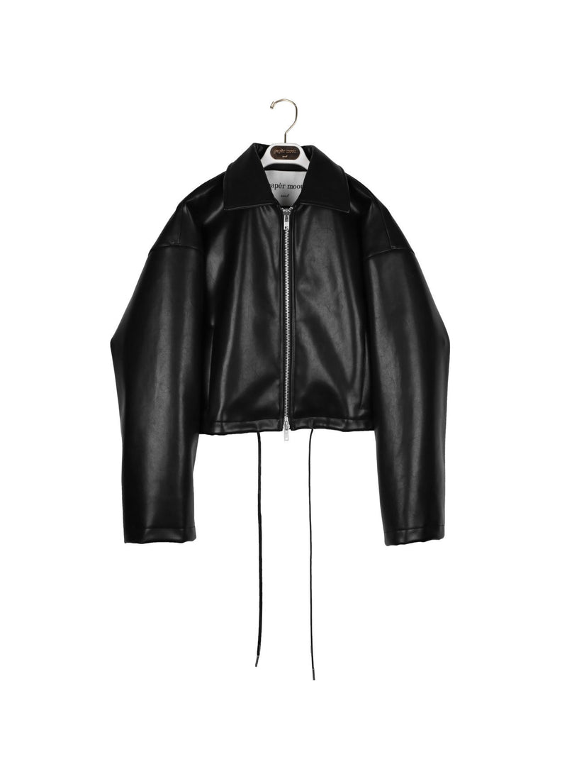 OVERSIZED VEGAN LEATHER CROPPED JACKET