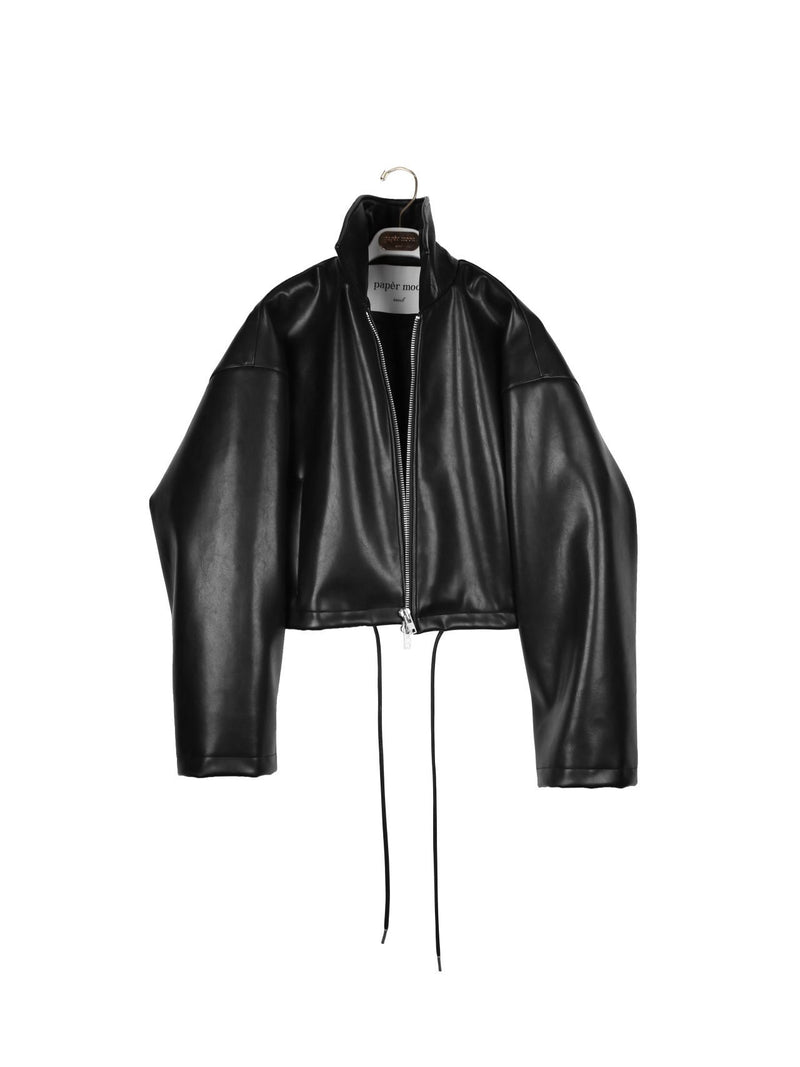 OVERSIZED VEGAN LEATHER CROPPED JACKET