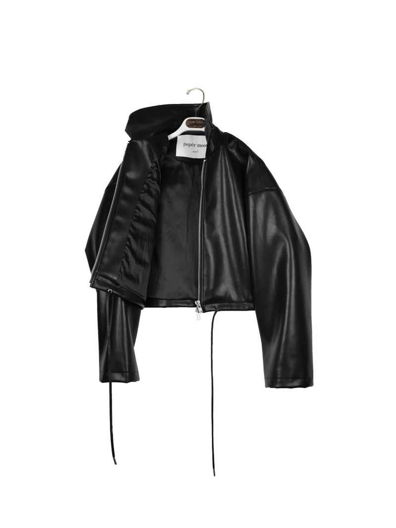 OVERSIZED VEGAN LEATHER CROPPED JACKET