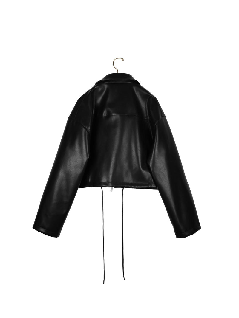 OVERSIZED VEGAN LEATHER CROPPED JACKET