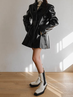 OVERSIZED VEGAN LEATHER JACKET DRESS