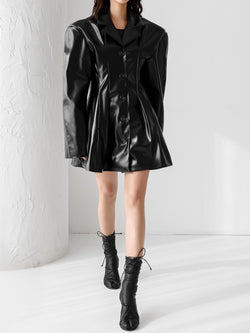 OVERSIZED VEGAN LEATHER JACKET DRESS