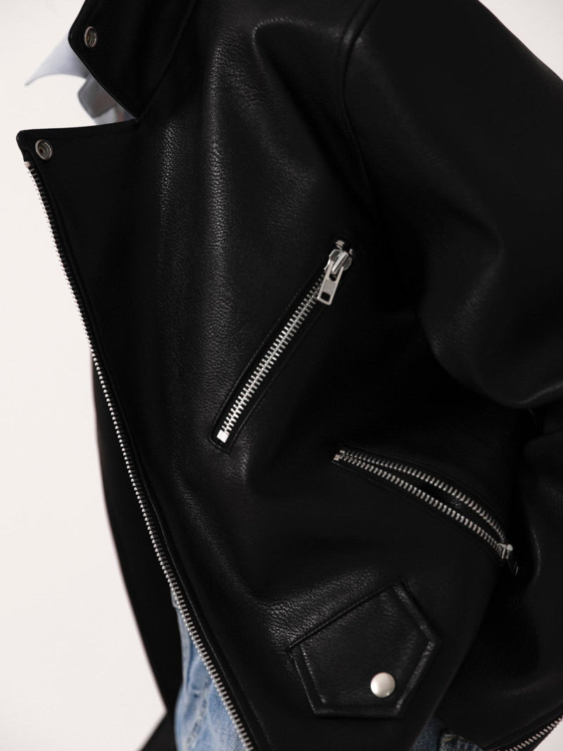 OVERSIZED VEGAN LEATHER RIDER JACKET