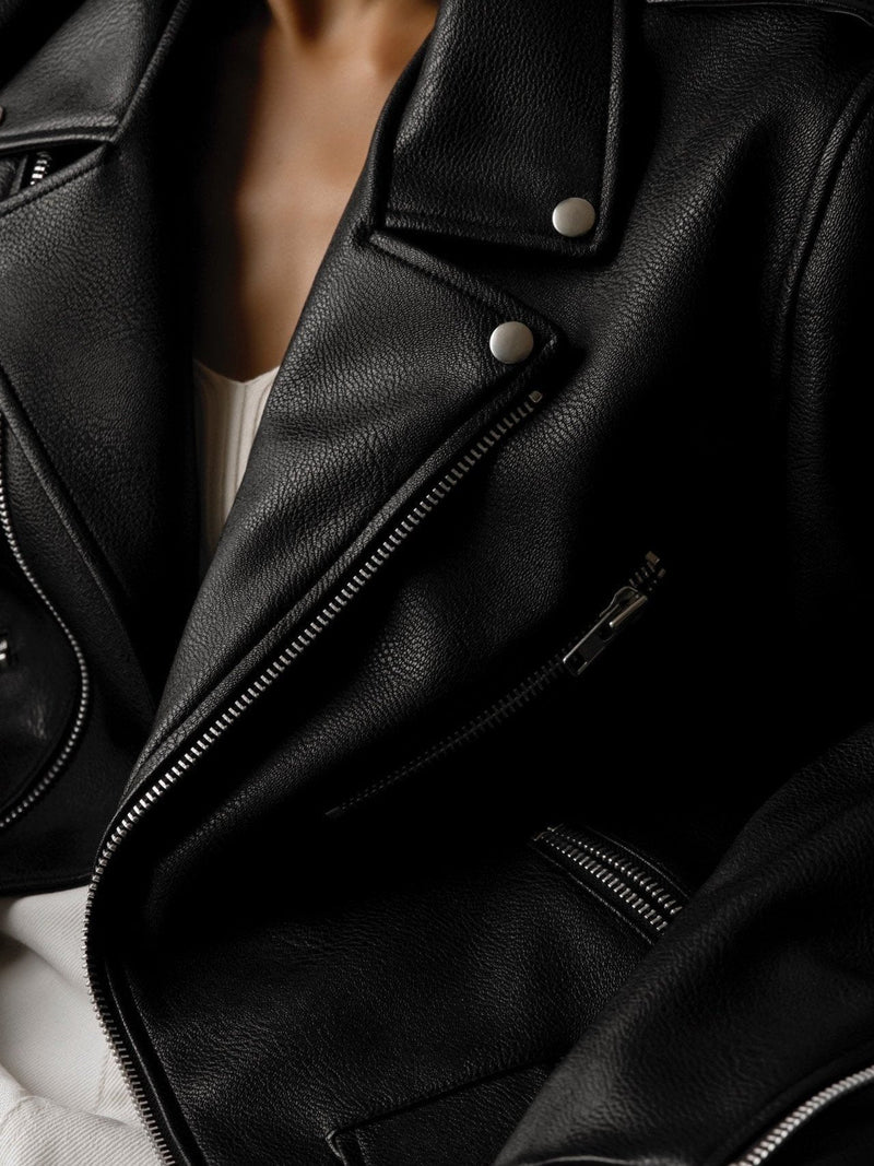 OVERSIZED VEGAN LEATHER RIDER JACKET