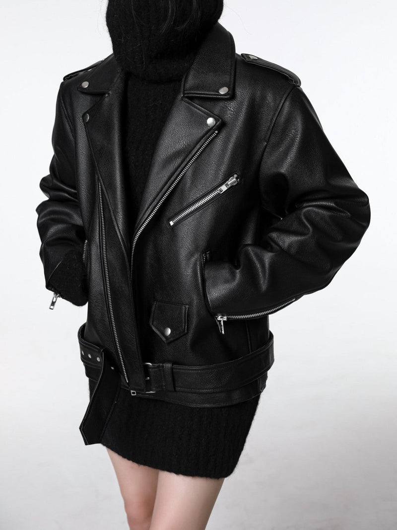 OVERSIZED VEGAN LEATHER RIDER JACKET