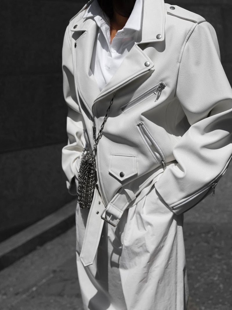 OVERSIZED VEGAN LEATHER RIDER JACKET