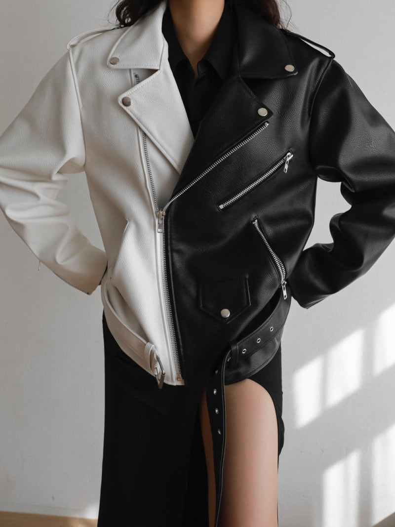 OVERSIZED VEGAN LEATHER RIDER JACKET