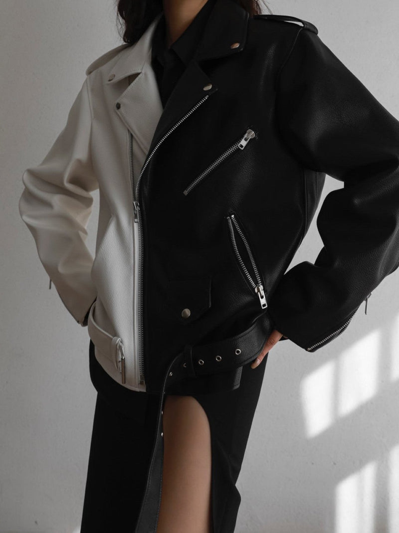 OVERSIZED VEGAN LEATHER RIDER JACKET