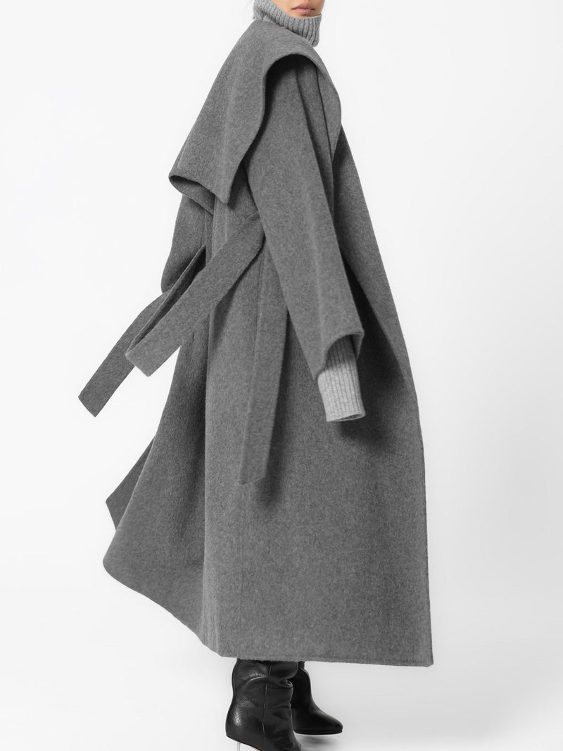 OVERSIZED WOOL SAILOR COLLAR BELTED COAT