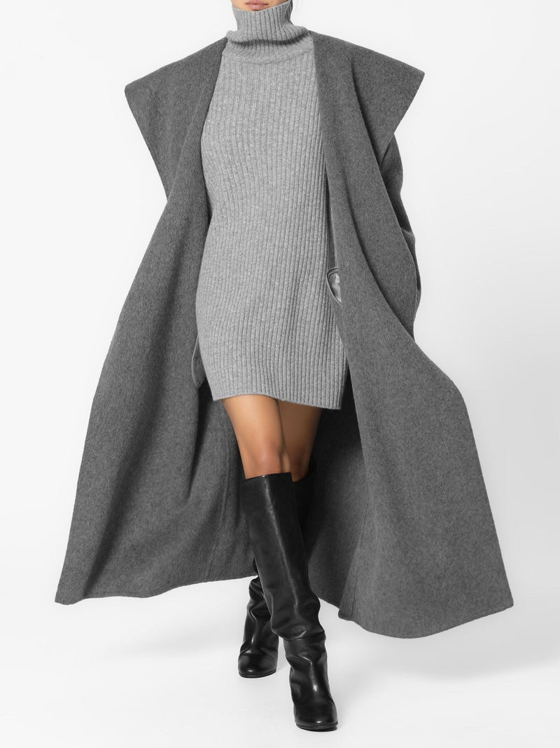 OVERSIZED WOOL SAILOR COLLAR BELTED COAT